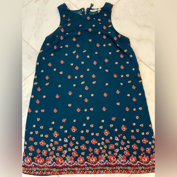 Staring at Stars for Anthropologie mini navy blue and floral shift dress size M - Picture 2 of 6